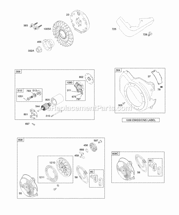 Briggs and Stratton 157112-0590-E8 Engine Blower Housing Electric Starter Flywheel Rewind Starter Diagram