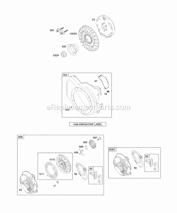 Briggs and Stratton 157312-0110-E8 Engine Blower Housing Flywheel Rewind Starter Diagram