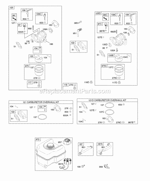 Briggs and Stratton 157312-0110-E8 Engine Carburetor Fuel Supply Diagram