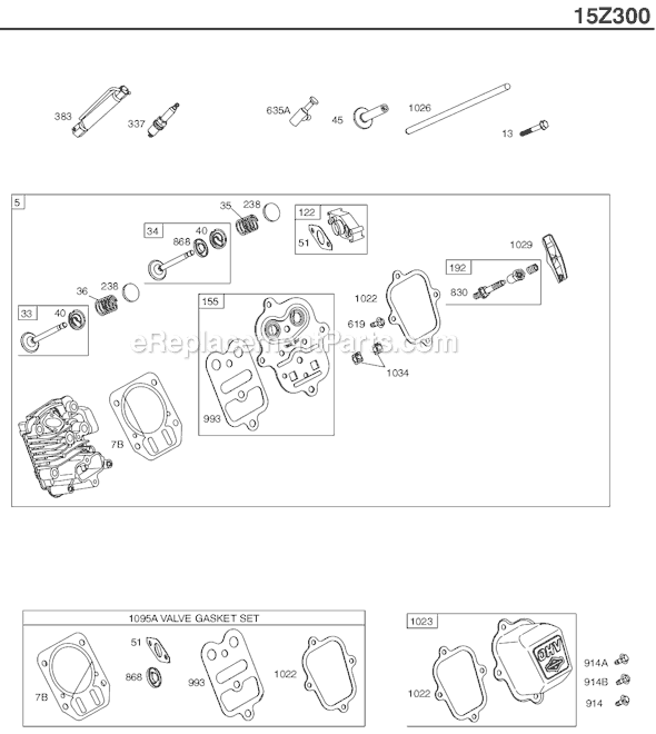 Briggs and Stratton 15Z300 Series Engine Page B Diagram