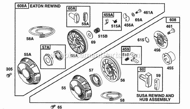 Briggs and Stratton 161432-0029-02 Engine Rewind Assy Diagram