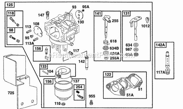 Briggs and Stratton 161432-0032-01 Engine Carburetor Assy Diagram