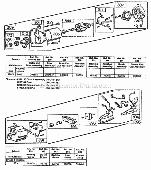 Briggs and Stratton 170401-0110-99 Engine Electric Starter And Starter Diagram