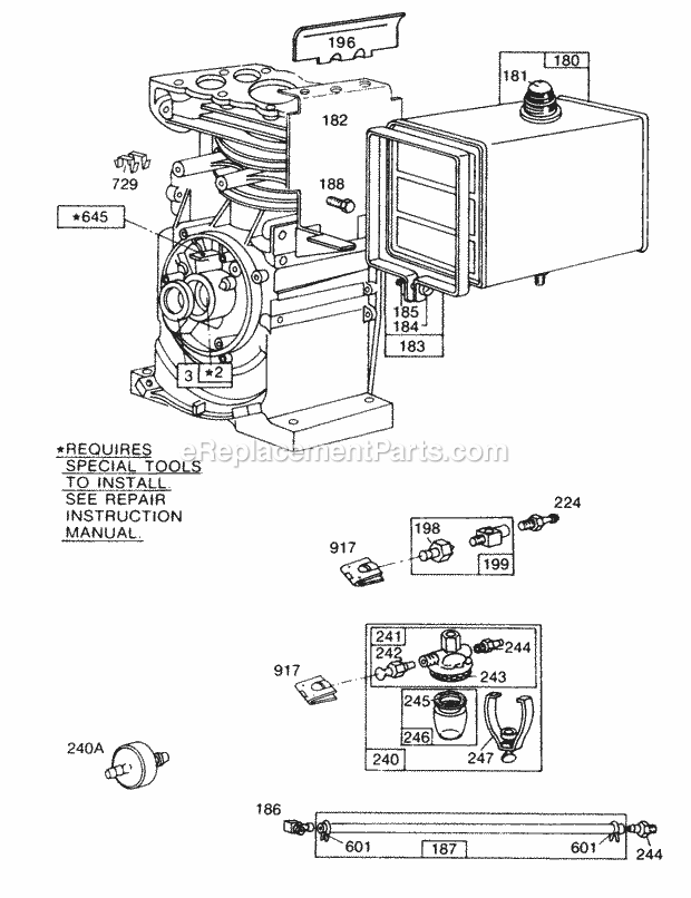 Briggs and Stratton 170401-0610-99 Engine Fuel Tank Assembly Diagram