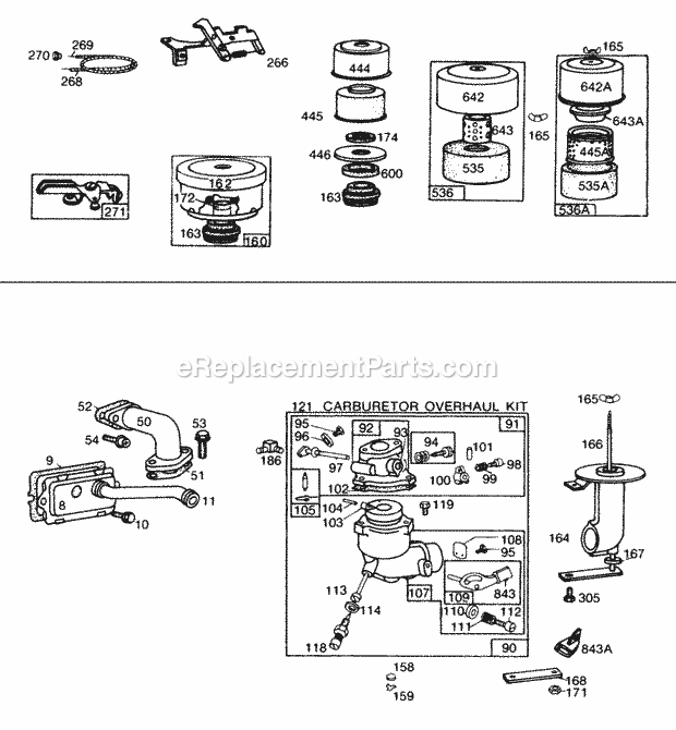 Briggs and Stratton 170401-1237-99 Engine Carburetor Assy AC Groups Diagram