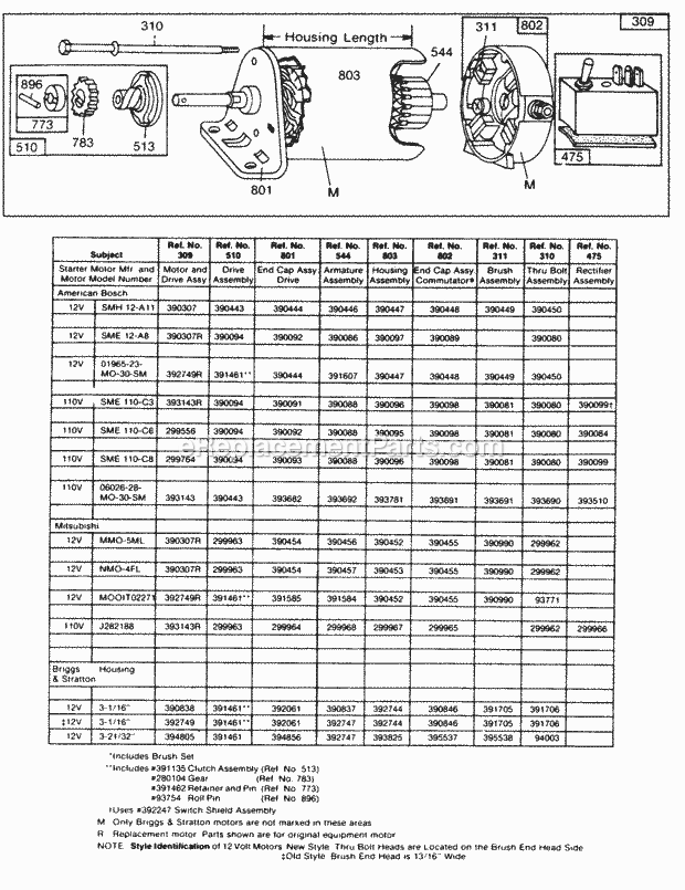 Briggs and Stratton 170401-1237-99 Engine Electric Starter And Starter Diagram