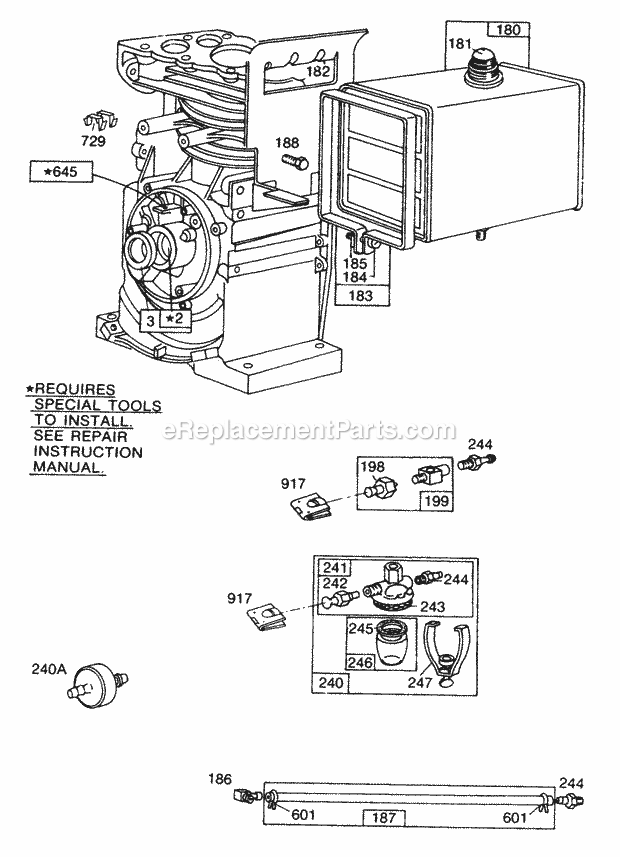 Briggs and Stratton 170402-1614-99 Engine Fuel Tank Assembly Diagram