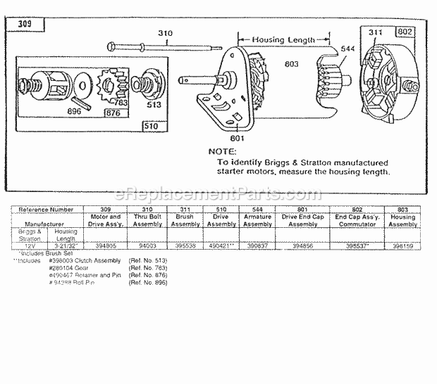 Briggs and Stratton 170402-2111-01 Engine Electric Start And Chart Diagram