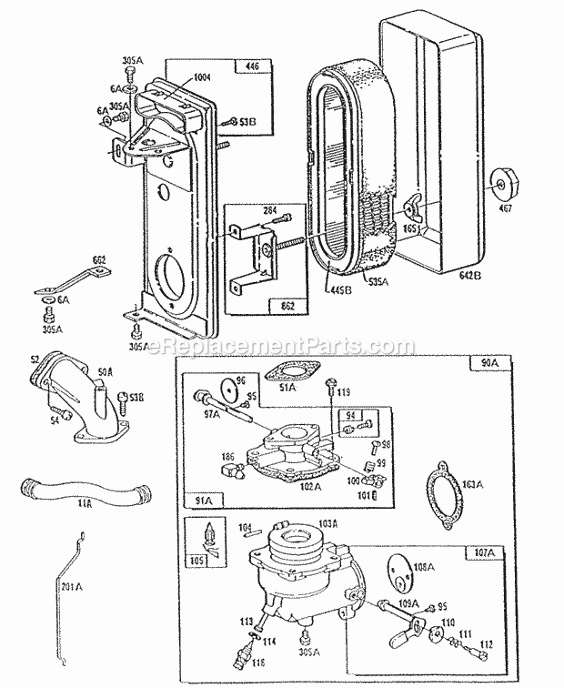 Briggs and Stratton 170402-2151-01 Engine Carburetor  Fuel Assy Diagram