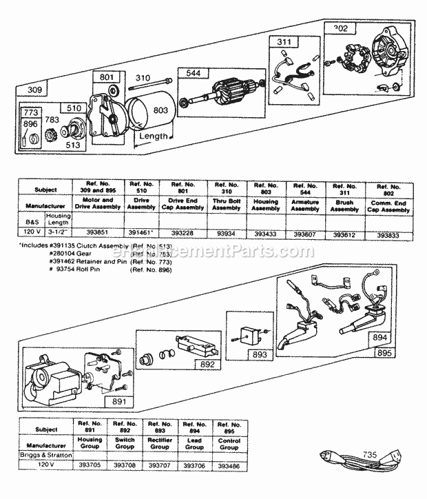 Briggs and Stratton 170404-1651-99 Engine Electric Starter And Starter Diagram