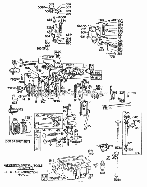 Briggs and Stratton 170701-0687-99 Engine Cyl Sump PistonOil Fill Diagram