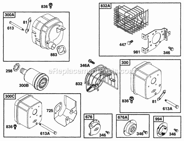 Briggs & Stratton 171431-0301-01 Engine Muffler Grp Diagram