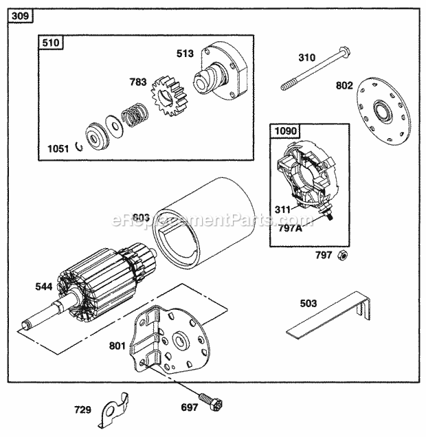Briggs and Stratton 171457-0305-01 Engine Electric Starter Diagram
