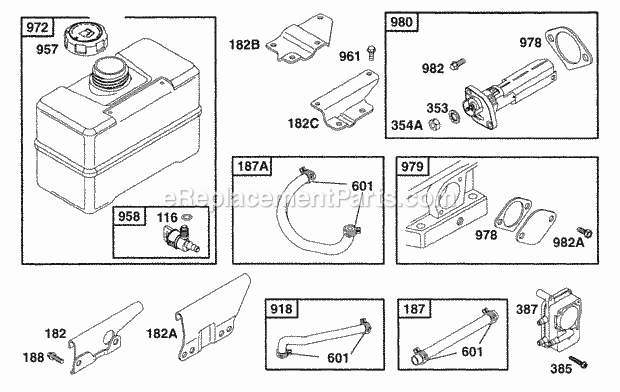 Briggs and Stratton 176432-0035-02 Engine Fuel Tank Grp Oil Gard Diagram