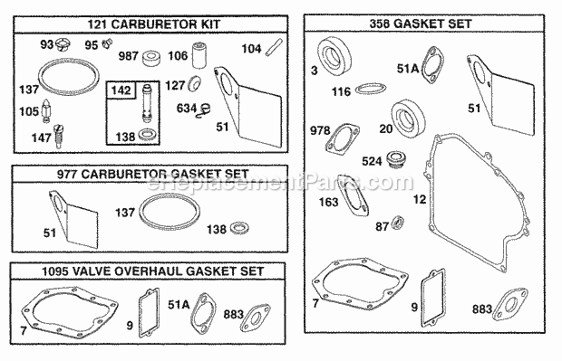 Briggs and Stratton 176432-0035-02 Engine Gasket Sets Diagram