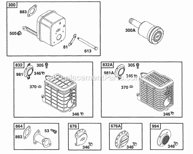 Briggs and Stratton 176432-0035-02 Engine Muffler Grps Diagram