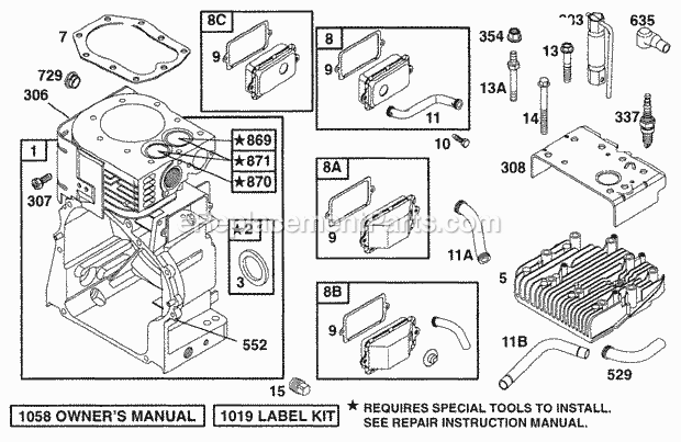 Briggs and Stratton 176432-0035-02 Engine Cylinder Head Diagram