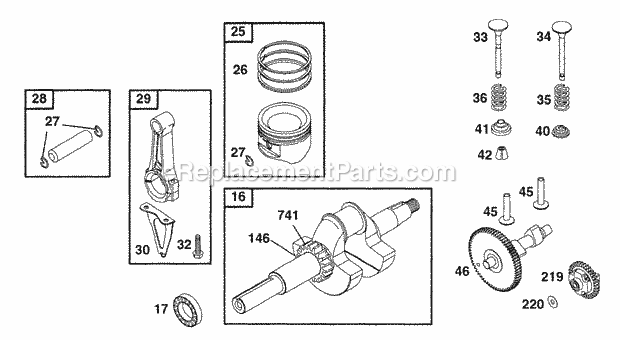 Briggs and Stratton 176432-0113-01 Engine Piston Grp Crank Cam Diagram