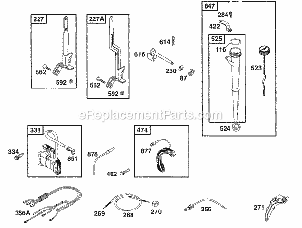 Briggs and Stratton 176432-0113-01 Engine Controls Oil Fill Elect Diagram