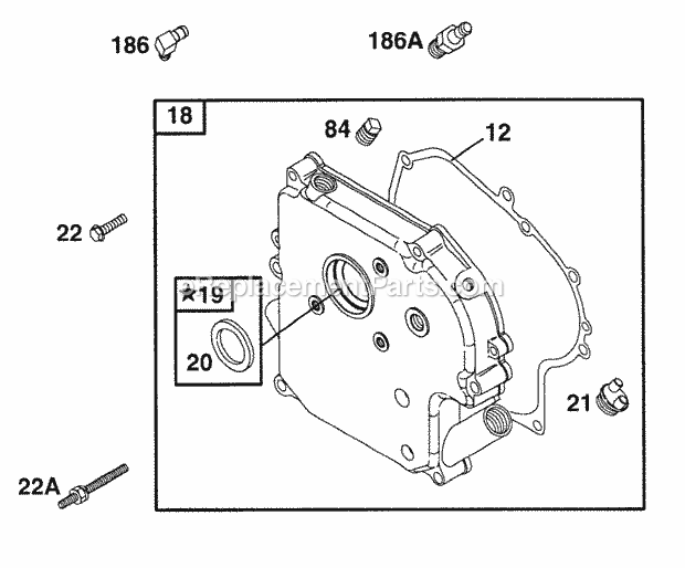 Briggs and Stratton 176432-0113-01 Engine Crankcase Cover Diagram