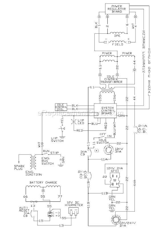 Briggs and Stratton 1784-0 4,000 Watt 4000GCXem Portable Generator Page D Diagram