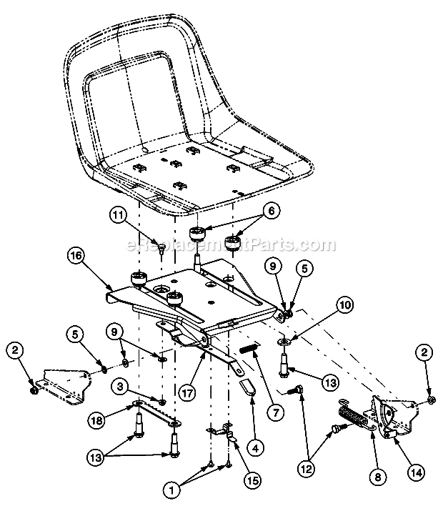 Troy-Bilt 17AA5ABP766 (2006) RZT 50 Lawn Tractor Seat Base Assembly Diagram