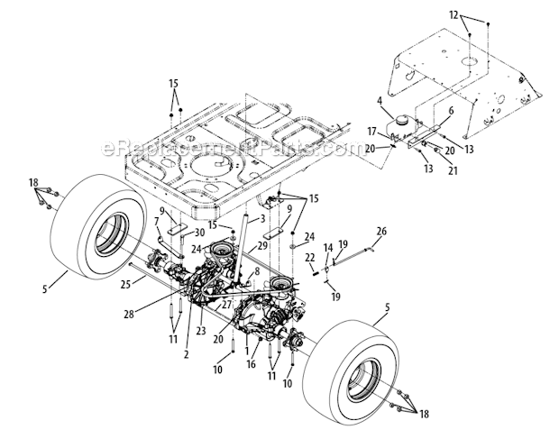 Troy-Bilt 17WF2ACP211 Mustang XP Tractor Rear_Drive_And_Wheels_54_Decks Diagram