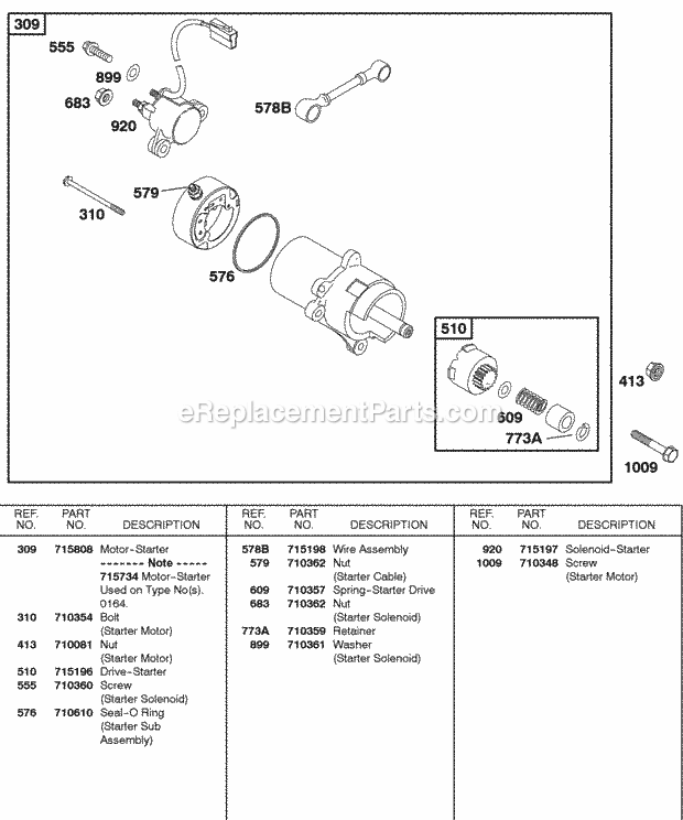 Briggs and Stratton 185432-0051-01 Engine Electric Starter Diagram