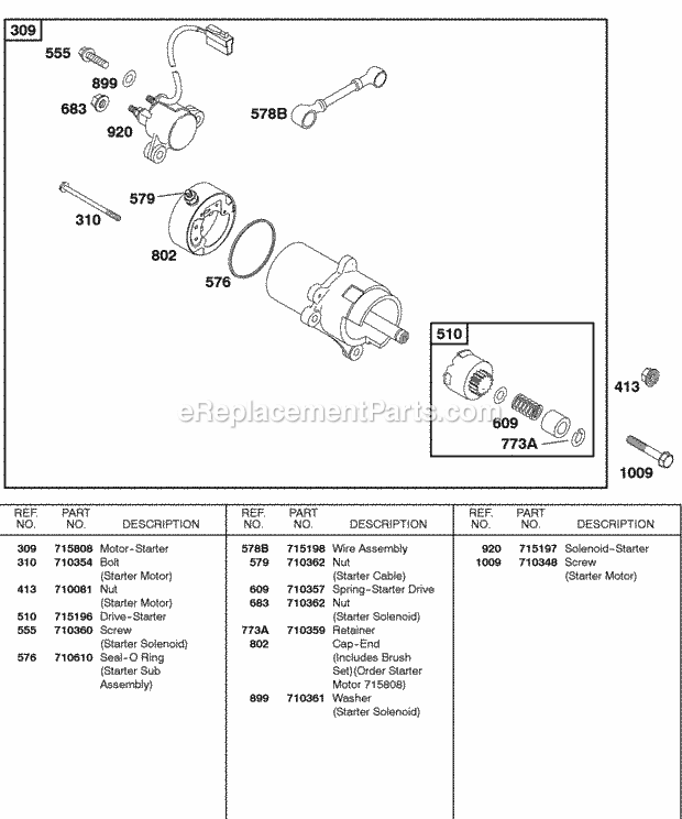 Briggs and Stratton 187432-0110-B1 Engine Electric Starter Diagram