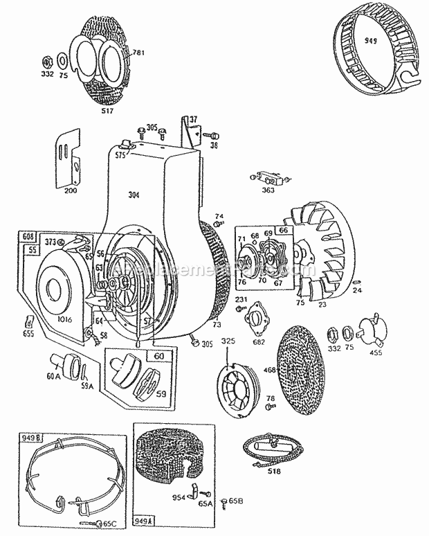 Briggs & Stratton 190401-2610-01 Engine Blower HsgFlywheelsScreen Diagram