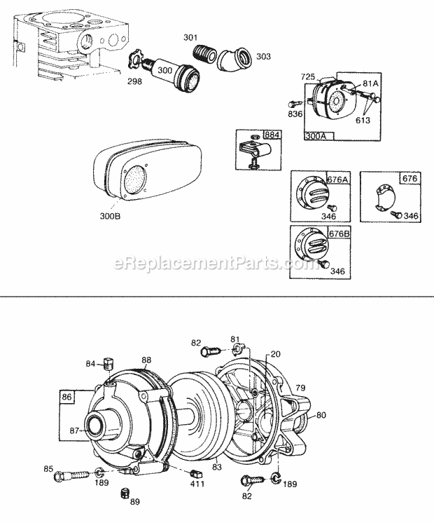 Briggs and Stratton 190412-1904-99 Engine Gear Case Mufflers  Parts Diagram