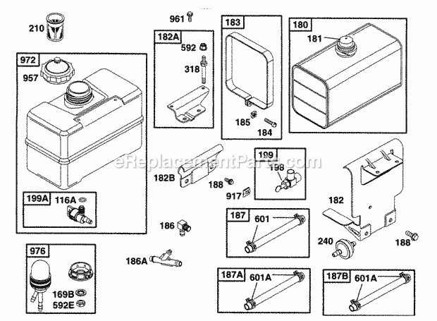 Briggs and Stratton 190412-6112-01 Engine Fuel Tank Grp Diagram