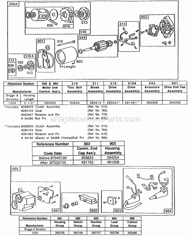 Briggs and Stratton 190432-3142-01 Engine Electric Starter And Starter Diagram