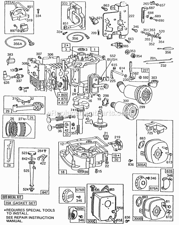 Briggs and Stratton 190702-2130-01 Engine Cyl Sump PistonOil Fill Diagram