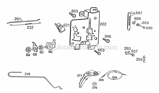 Briggs and Stratton 190702-2443-01 Engine Control Brkt Assembly Diagram