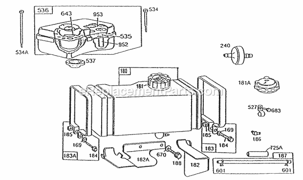 Briggs and Stratton 190702-2516-99 Engine Fuel Tank Assy And AC Grp Diagram