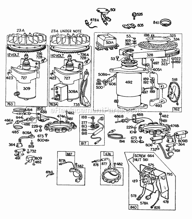 Briggs and Stratton 190707-0734-99 Engine Electric Starters Misc Elect Diagram
