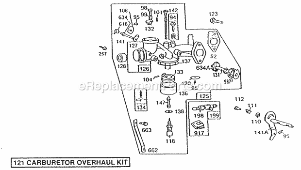 Briggs and Stratton 190707-6010-01 Engine Carburetor Assembly Diagram