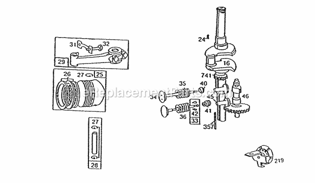 Briggs and Stratton 190707-6012-01 Engine Piston Group Diagram