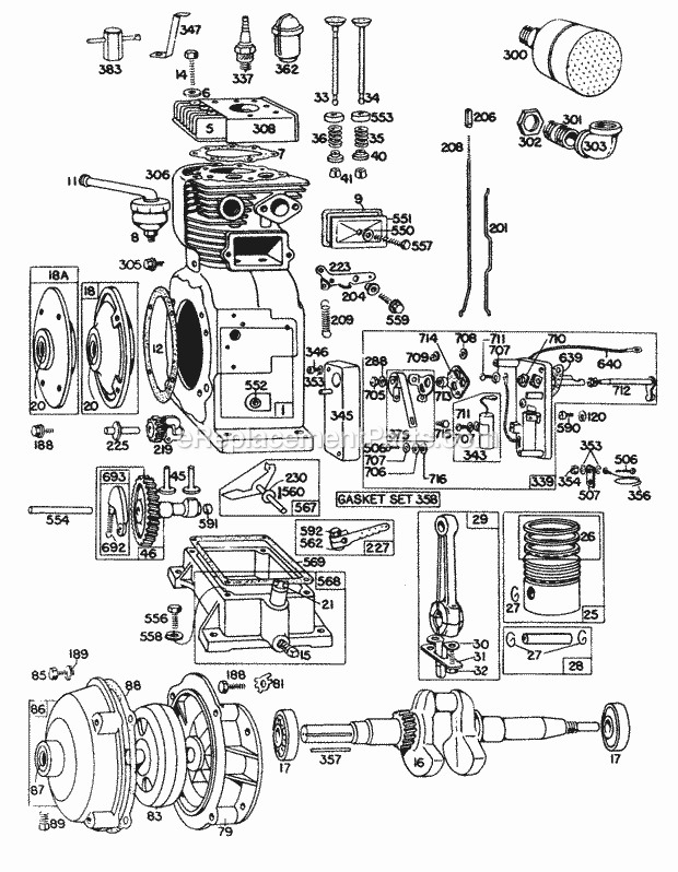 Briggs and Stratton 191401-0110-99 Engine Cyl Piston Muffler Crnkcse Diagram