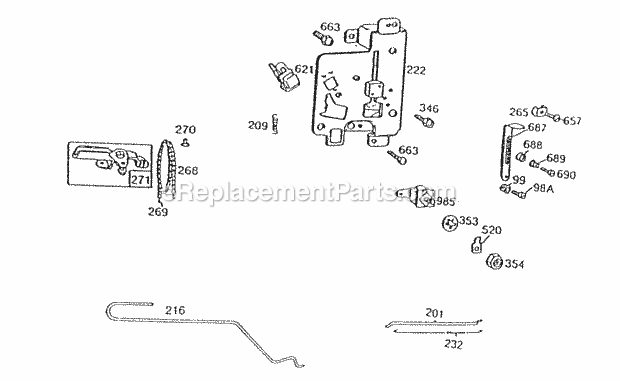 Briggs & Stratton 191707-2538-01 Engine Control Brkt Assembly Diagram