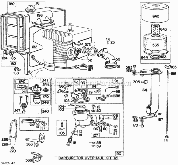 Briggs and Stratton 193401-0010-99 Engine Carb AssyFuel Tank AC Diagram