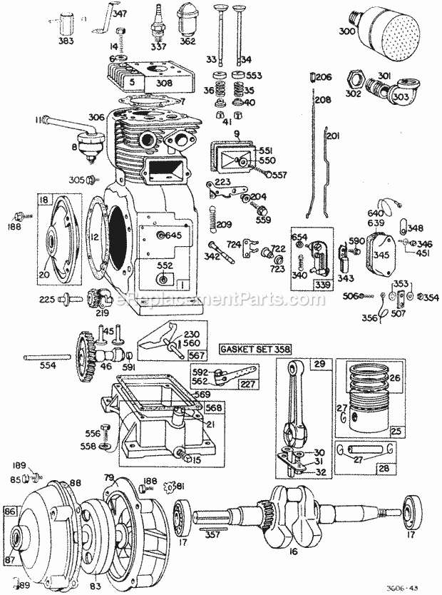 Briggs and Stratton 193401-0127-99 Engine Cyl Piston Muffler Crnkcse Diagram