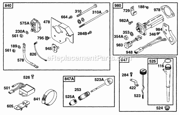 Briggs and Stratton 195437-5130-99 Engine Panel Kit Oil GardOil Fill Diagram