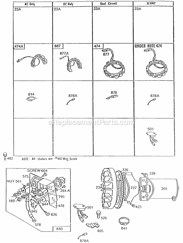 Briggs and Stratton 195437-5130-99 Engine Alternator Chart Elect Starter Diagram