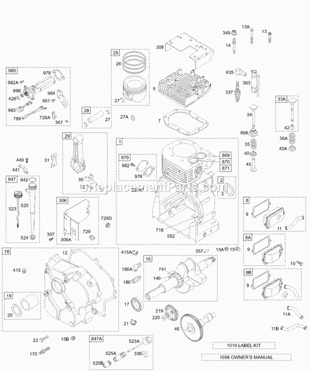 Briggs and Stratton 196412-0671-A2 Engine Page F Diagram