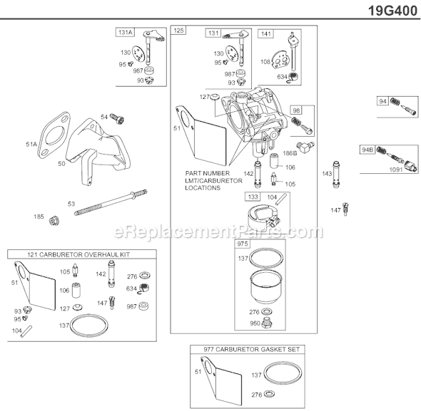 Briggs and Stratton 19G400 Series Engine Page B Diagram