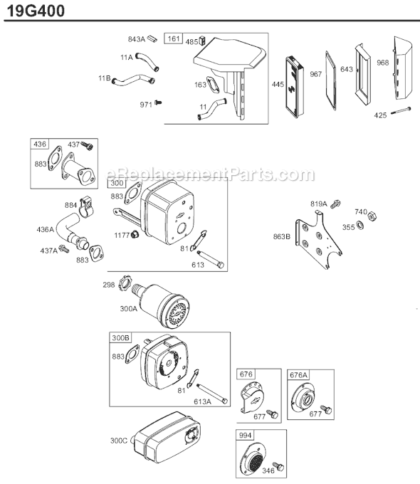 Briggs and Stratton 19G400 Series Engine Page C Diagram