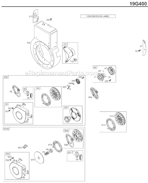 Briggs and Stratton 19G400 Series Engine Page D Diagram