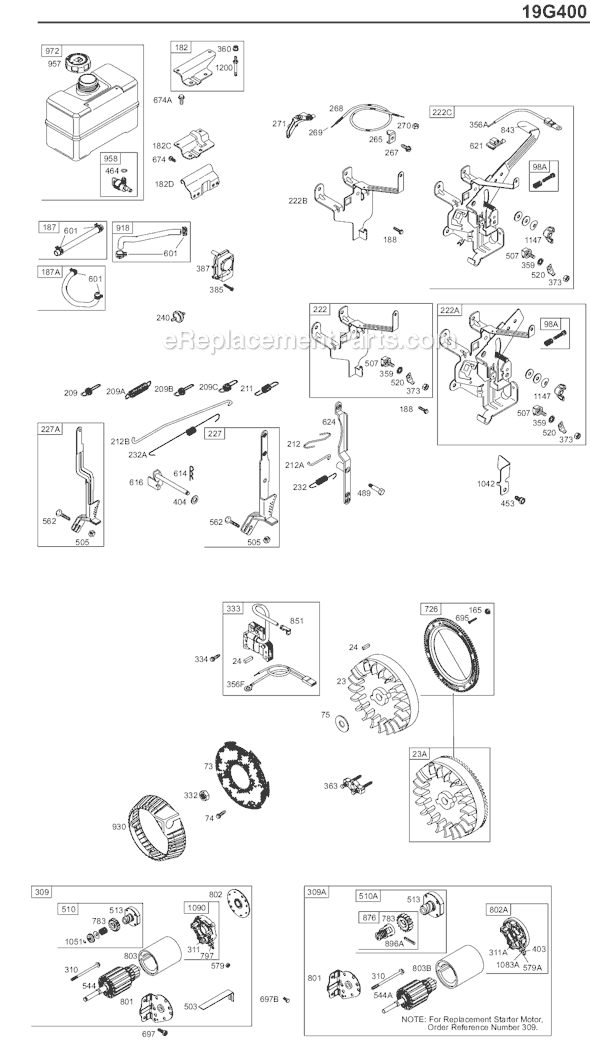 Briggs and Stratton 19G400 Series Engine Page E Diagram